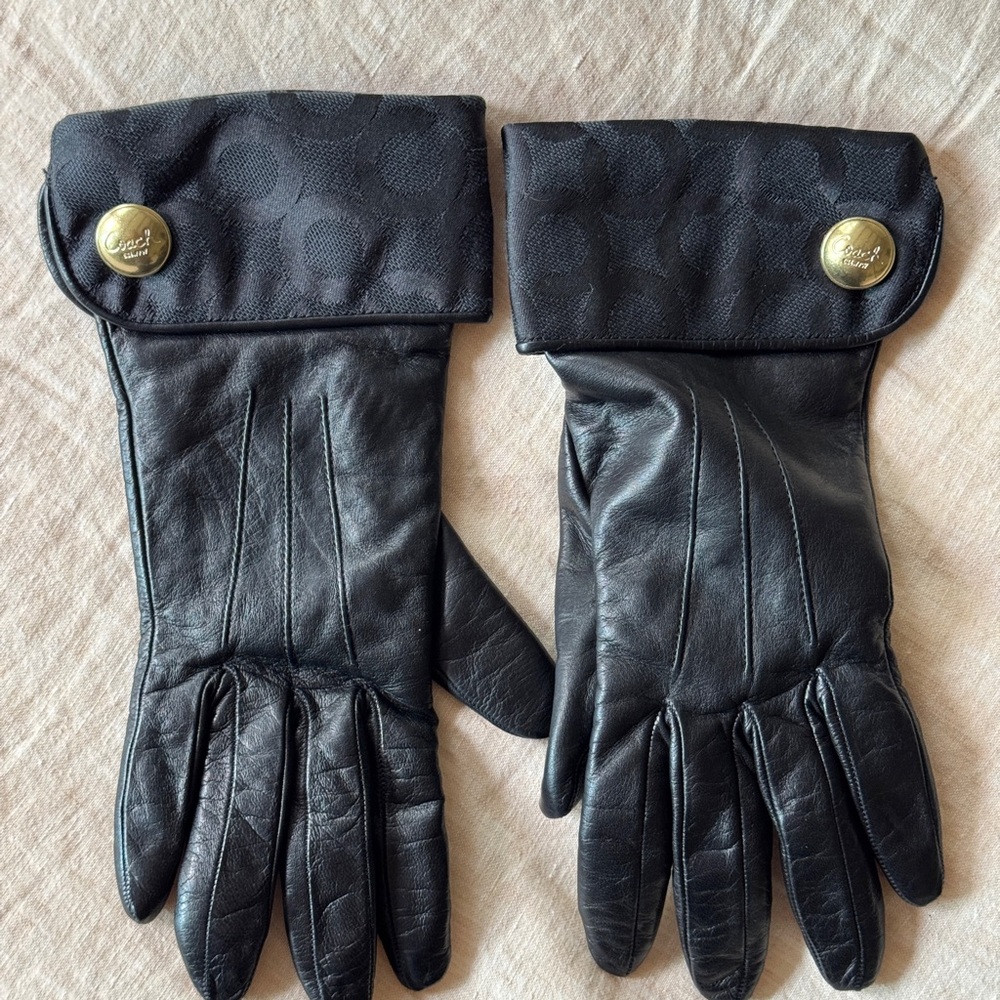 Vintage Coach Black Leather Gloves